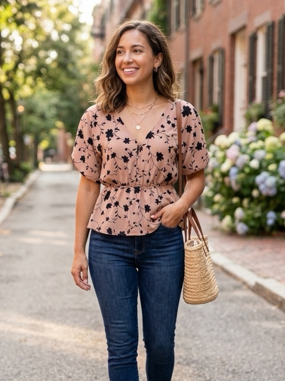 Sienna sky blush peplum blouse